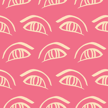 Vector hand drawn female eyes doodles seamless pattern backgroundのイラスト素材