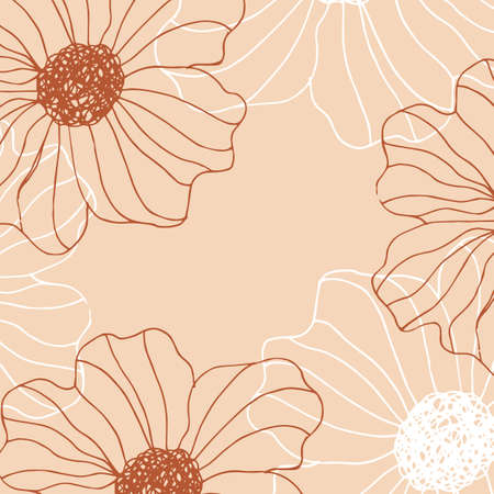 Minimalism card floral art backgroundのイラスト素材