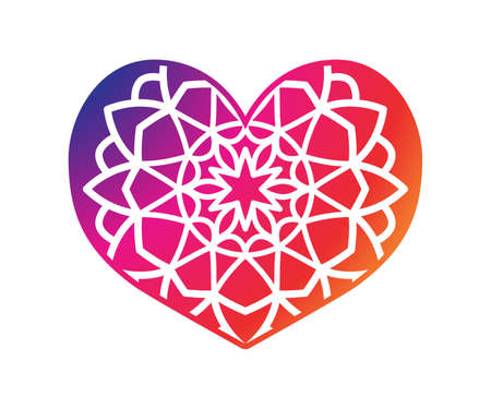 Mandala Heart shape print, boho ethnic styleのイラスト素材