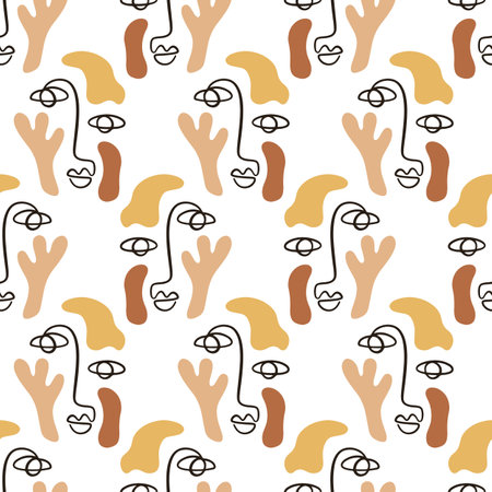 Abstract faces seamless pattern backgroundのイラスト素材