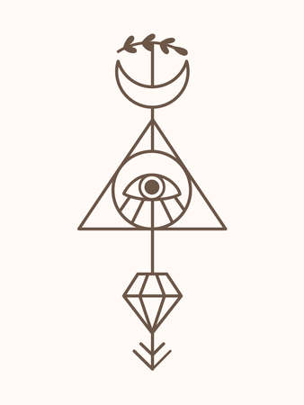 Sacred geometry Mystic Tattoo Vector Artのイラスト素材