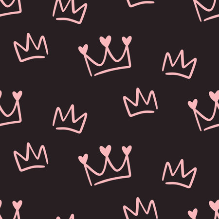 Cute baby Seamless pattern with crownsのイラスト素材