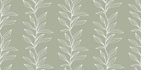 Floral seamless pattern with foliage, leaves silhouettes endless backgroundのイラスト素材