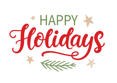 Happy Holidays! Christmas modern calligraphy phraseのイラスト素材