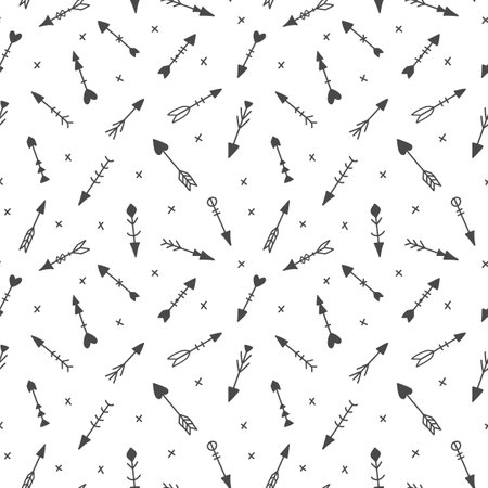 Seamless pattern with hand drawn tribal arrowsのイラスト素材