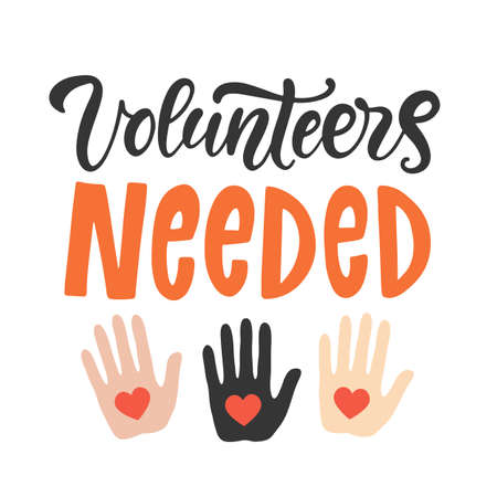 Volunteers needed hand written letteringのイラスト素材