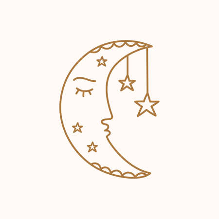 Moon face characterのイラスト素材