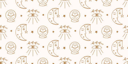 Celestial seamless pattern lunar mystic texture backgroundのイラスト素材