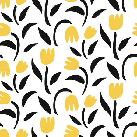 Tulip flower vector seamless patternのイラスト素材