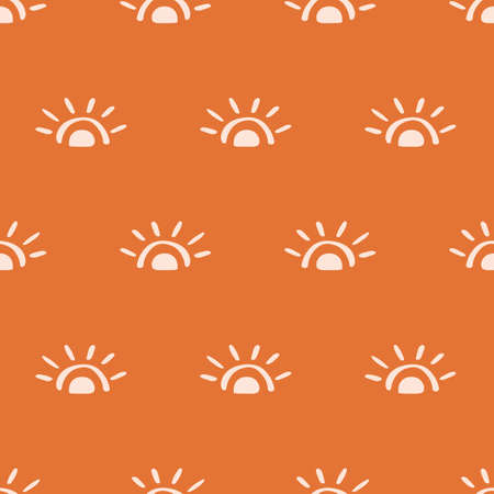 Sun 70s summer seamless patternのイラスト素材