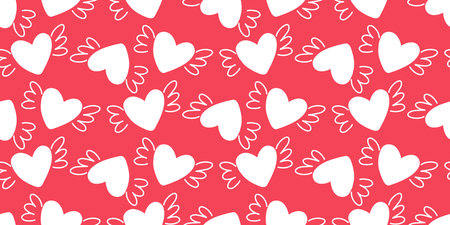 Valentines hearts red seamless patternのイラスト素材