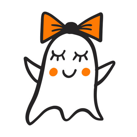 Cute Hand Drawn Little Ghostのイラスト素材