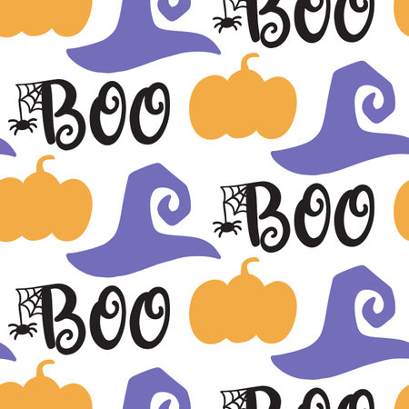 Halloween Cute Vector Seamless Patternのイラスト素材