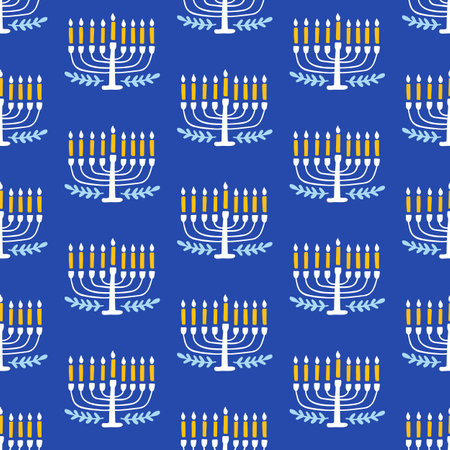 Happy Hanukkah seamless patternのイラスト素材