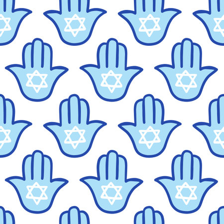 Jewish traditional symbol seamless patternのイラスト素材