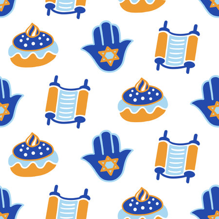 Happy hanukkah seamless patternのイラスト素材
