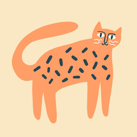 Artistic Cat in Vintage retro styleのイラスト素材