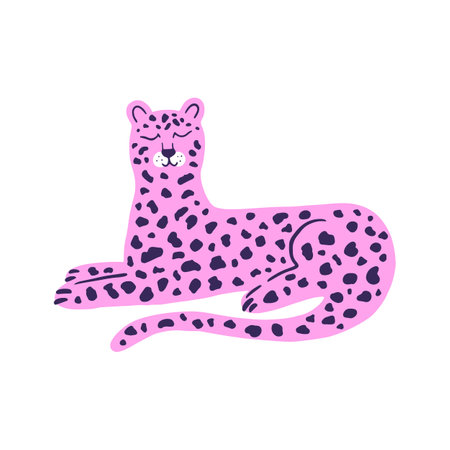 Artistic Leopard character in Vintage retro styleのイラスト素材