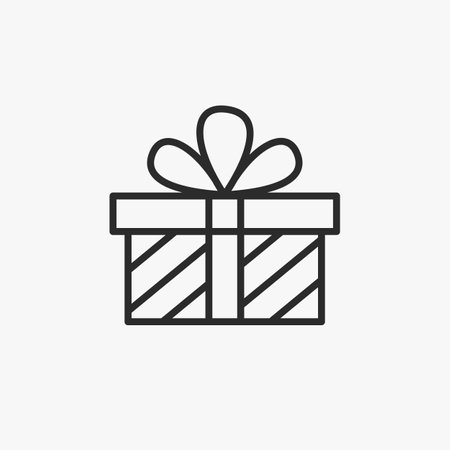 Gift box thin line icon, present, parcel with ribbon packageのイラスト素材