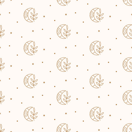 Celestial Moon Astrology Seamless patternのイラスト素材