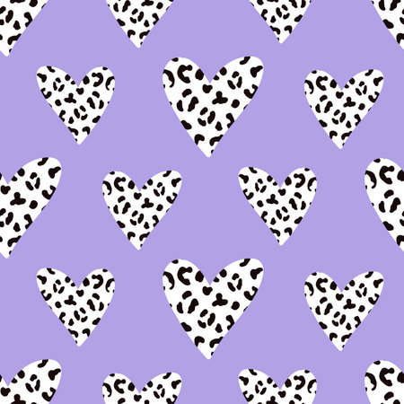 Cheetah Leopard Animal Skin Heart Seamless Patternのイラスト素材