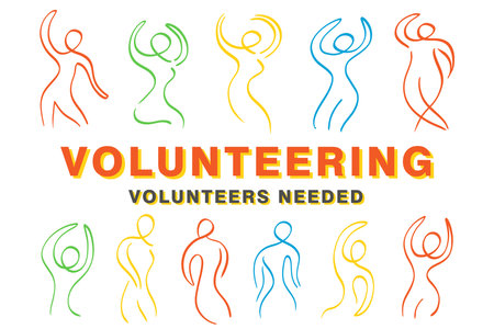 Volunteering Concept. Volunteers Needed bannerのイラスト素材
