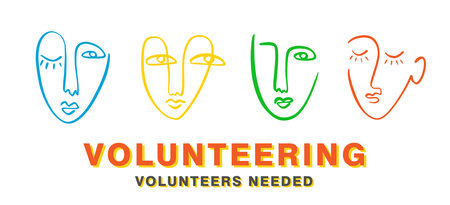 Volunteering Concept. Volunteers One line Facesのイラスト素材