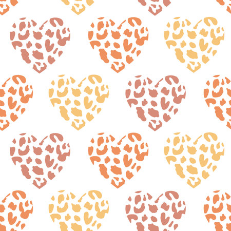Cheetah Leopard Animal Skin Heart Seamless Pattern