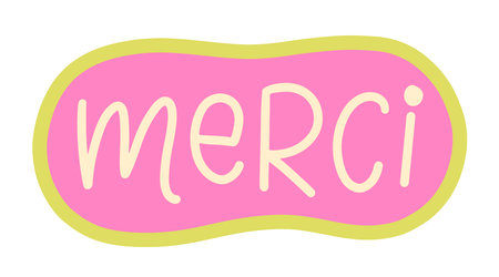Merci speech bubble. Thank you Cute Pink Stickerのイラスト素材
