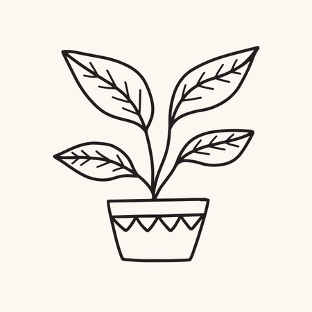 Interior Flower Pot Home Plant Potted Houseplantのイラスト素材