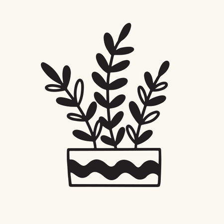 Interior Flower Pot Home Plant Potted Houseplantのイラスト素材