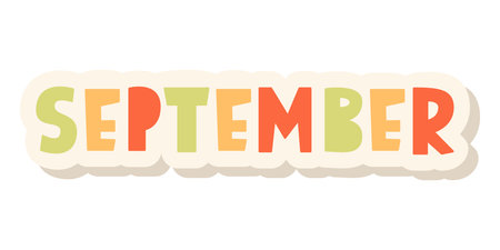 September Lettering Word. Month Planner Stickerのイラスト素材