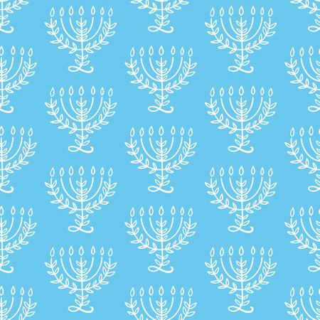 Menorah Seamless Pattern Hanukkah Background Printのイラスト素材