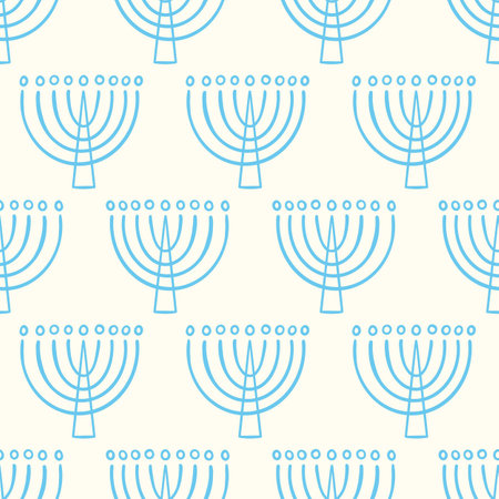 Menorah Seamless Pattern Hanukkah Background Printのイラスト素材