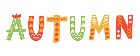 Autumn Decorative Lettering Fall Word Inscriptionのイラスト素材