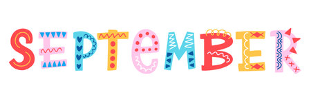 September Decorative Lettering Word Inscriptionのイラスト素材