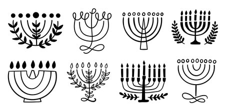 Menorah Hanukkah Shapes Set Illustration Judaismのイラスト素材