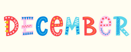 December Decorative Lettering Word Inscriptionのイラスト素材