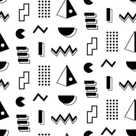 90s Trendy Geometric Memphis Seamless Patternのイラスト素材