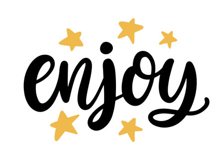 Enjoy modern hand written brush letteringのイラスト素材