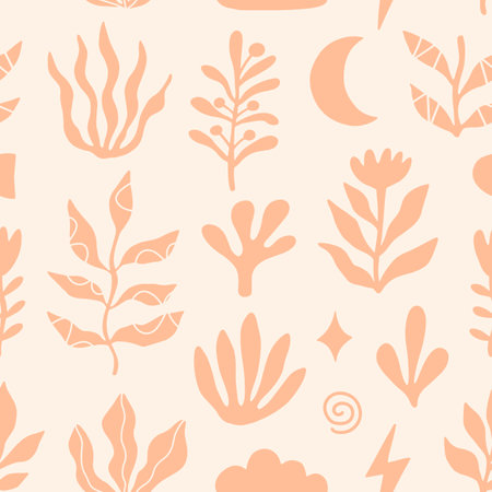 Abstract Botanical Floral Seamless Patternのイラスト素材