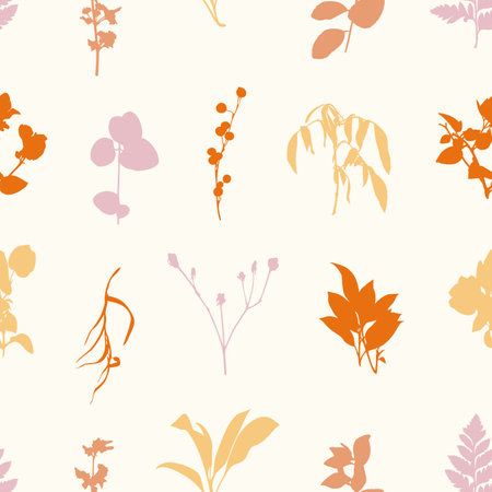 Botanical Floral Plant Seamless Pattern Backgroundのイラスト素材