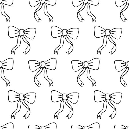 Gift Bows Seamless Pattern. Ribbon Vintage Doodleのイラスト素材