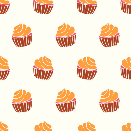 Bakery seamless pattern cupcake and muffin doodlesのイラスト素材