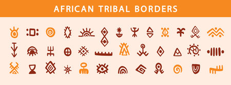 Abstract African tribal symbols geometric shapesのイラスト素材