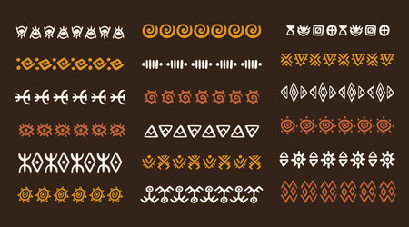 Abstract African tribal borders geometric strokesのイラスト素材