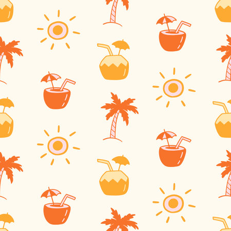 Summer beach tropical seamless pattern backgroundのイラスト素材
