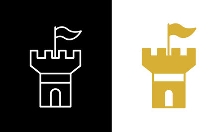 Castle Fortress Logo Tower Icon Vector Emblem Setのイラスト素材