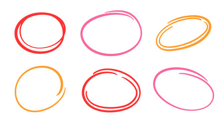 Hand drawn Circles, Ellipses Ovals Highlights Setのイラスト素材