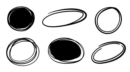 Hand drawn Circles, Ellipses Ovals Highlights Setのイラスト素材